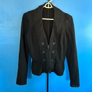 Ambition Women’s Black Short Jacket Size M Cotton/Poly Blend Casual Outerwear